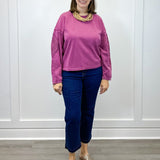 Crew Neck Applique Detail w/ Special Wash - Roseberry Sweaters Tribal