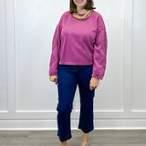 Crew Neck Applique Detail w/ Special Wash - Roseberry Sweaters Tribal