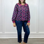 Crimson Bloom Blouse - Black Tops Jodifl