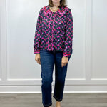 Crimson Bloom Blouse - Black Tops Jodifl