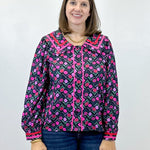 Crimson Bloom Blouse - Black Tops Jodifl