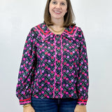 Crimson Bloom Blouse - Black Tops Jodifl