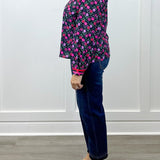 Crimson Bloom Blouse - Black Tops Jodifl
