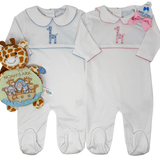 Crochet Footie - Blue Giraffe Boys Bubbles + Rompers Little English