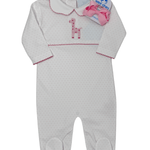 Crochet Footie - Pink Giraffe Baby Sleepwear Little English