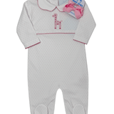 Crochet Footie - Pink Giraffe Baby Sleepwear Little English