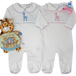 Crochet Footie - Pink Giraffe Baby Sleepwear Little English