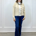 Crop Knit Shacket w/ Patch Pockets - Oatmeal - Sugar Babies Children's Boutique/Meg's Shoppe