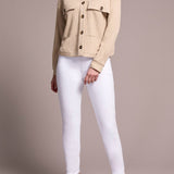 Crop Knit Shacket w/ Patch Pockets - Oatmeal Outerwear Tribal
