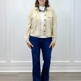Crop Knit Shacket w/ Patch Pockets - Oatmeal - Sugar Babies Children's Boutique/Meg's Shoppe
