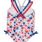 Cross-Back One Piece Swimsuit - Shimmer Star-Spangled Kids Swim Rufflebutts