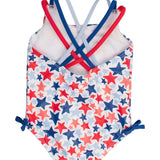 Cross-Back One Piece Swimsuit - Shimmer Star-Spangled Kids Swim Rufflebutts