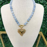 Cross My Heart Beaded Necklace - Blue Necklaces Hart Designs