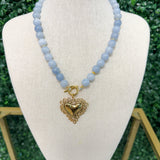 Cross My Heart Beaded Necklace - Blue Necklaces Hart Designs