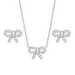 CZ Bow Pendant & Stud Earrings Set - Sterling Silver Kids Jewelry Lily Nily