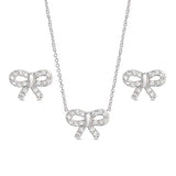 CZ Bow Pendant & Stud Earrings Set - Sterling Silver Kids Jewelry Lily Nily