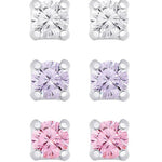 CZ Studs Set in Sterling Silver - White, Pink, Lavender Kids Jewelry Lily Nily