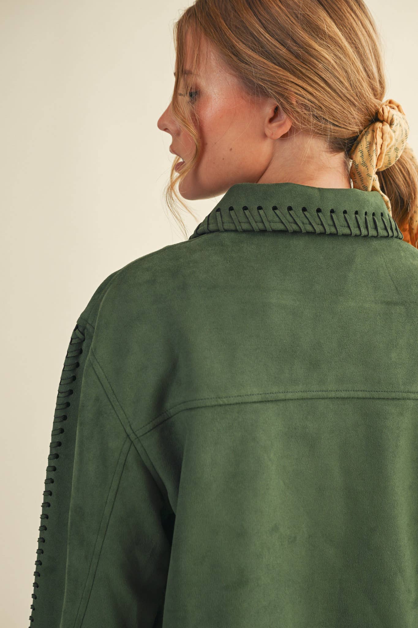 Whipstitch Suede Jacket - Hunter Green Outerwear &MERCI