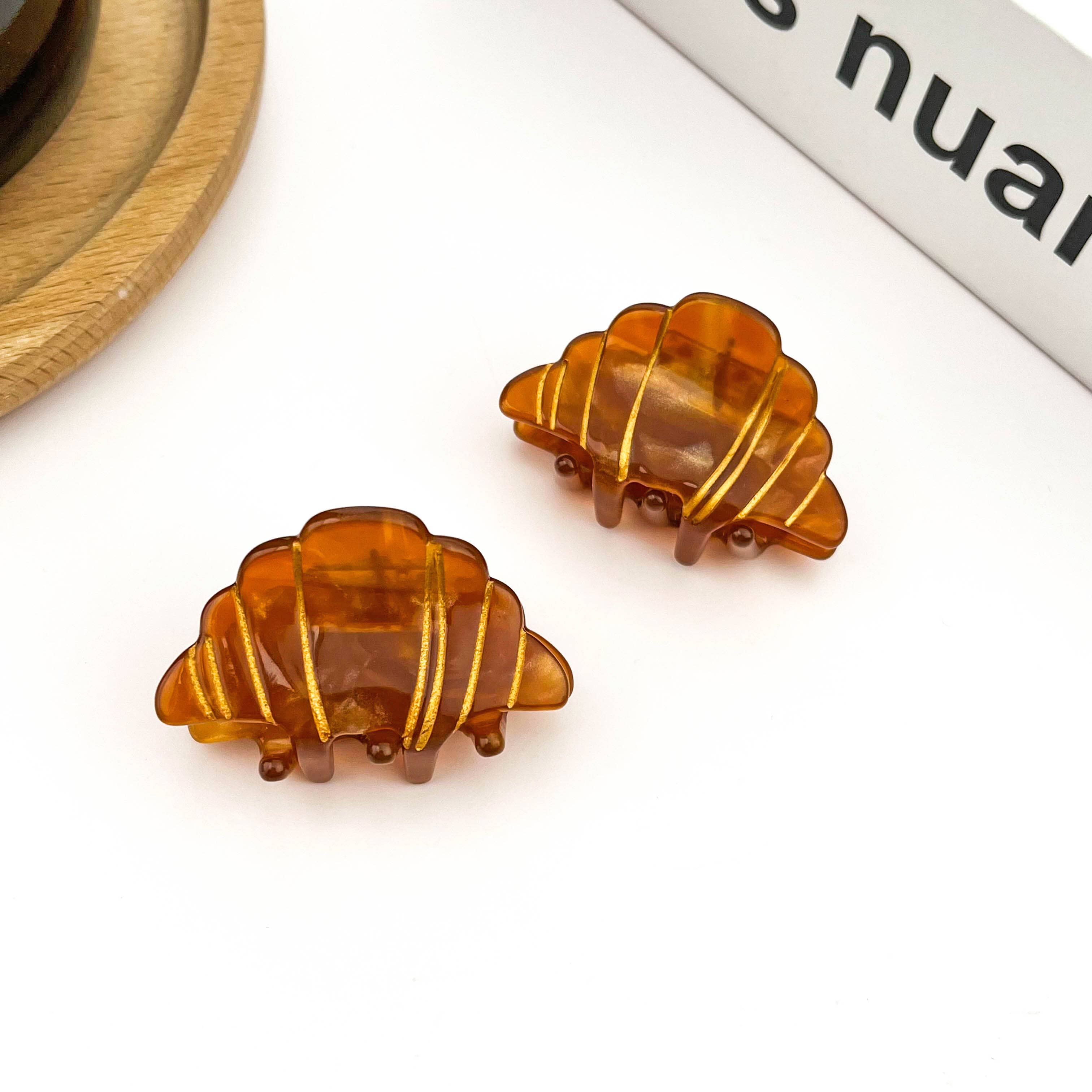 Mini Croissant Hair Claw Clip, Acetate Food-Themed Hair Clip: Mini Clip Hair Accessories TheDivaSoap