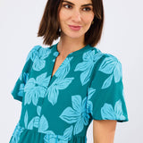 Kinsley Dress - Lagoon Bloom Ocean Long Dresses Mary Square