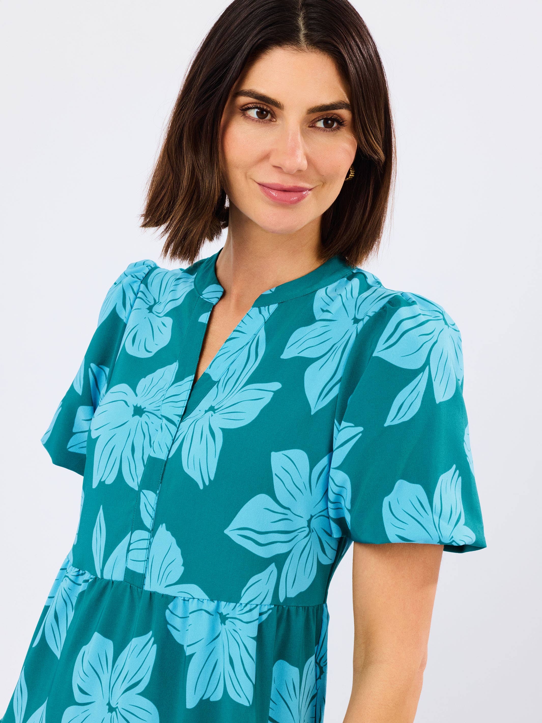 Kinsley Dress - Lagoon Bloom Ocean Long Dresses Mary Square