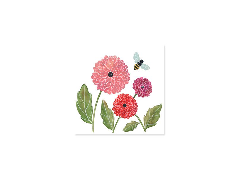 Dahlias and Bees Greeting Card Paper Goods Up With Paper