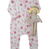 Dancing Hearts Ruffle Zipper Footie Baby Sleepwear Magnolia Baby
