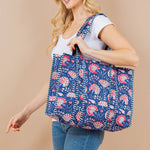 Dark Blue Floral Tote Bag Purses + Totes LA Soul