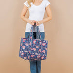 Dark Blue Floral Tote Bag Purses + Totes LA Soul