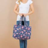 Dark Blue Floral Tote Bag Purses + Totes LA Soul