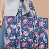 Dark Blue Floral Tote Bag Purses + Totes LA Soul