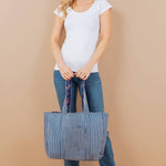 Dark Blue Floral Tote Bag Purses + Totes LA Soul