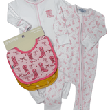 Darling Cowboy Boots Print Playsuit - Pink - Sugar Babies Children's Boutique/Meg's Shoppe