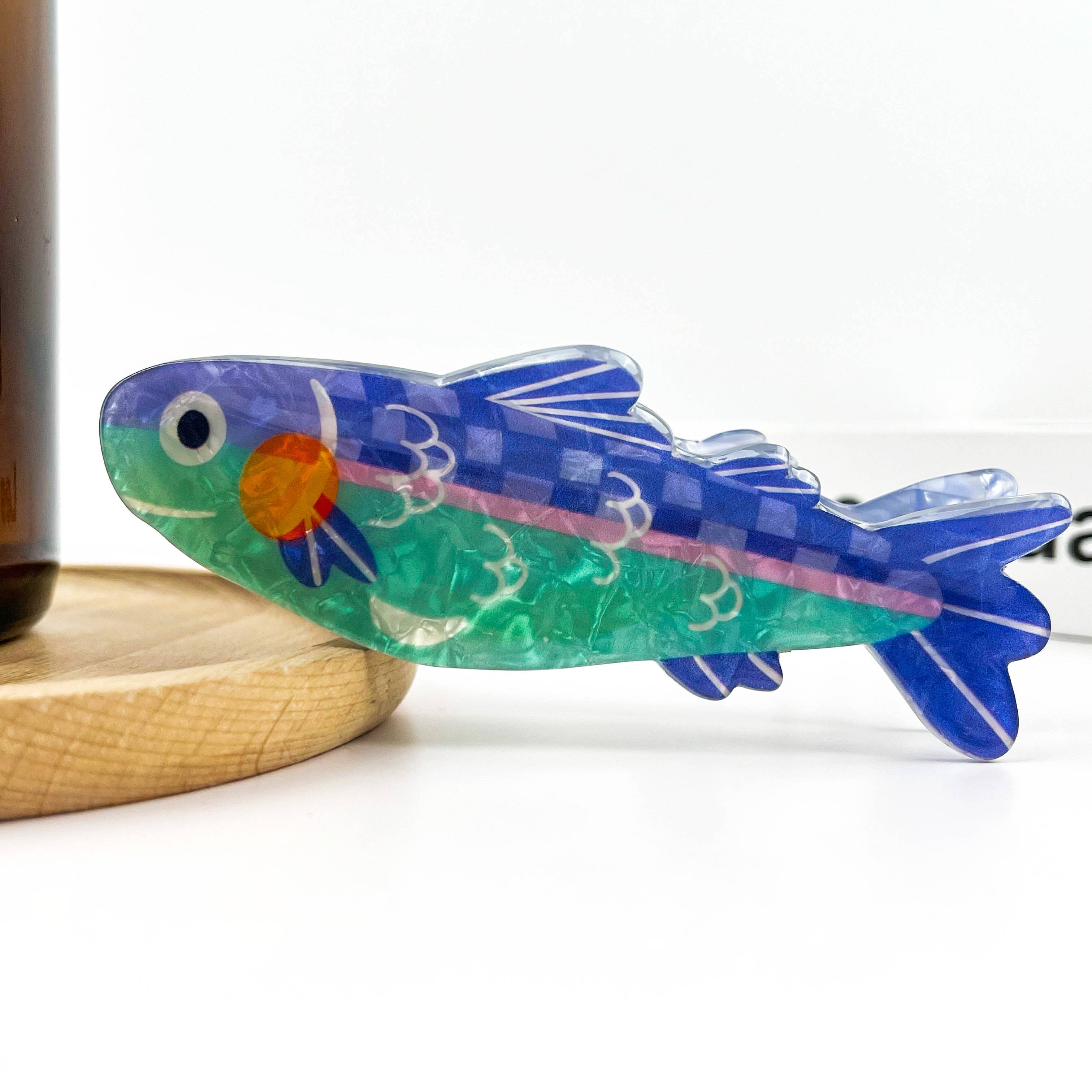 Cute Sardine Hair Claw Clip: Blue Hair Accessories TheDivaSoap