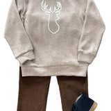 Deer Embroidery Sweater Boys Sweaters + Sweatshirts Emma Jean