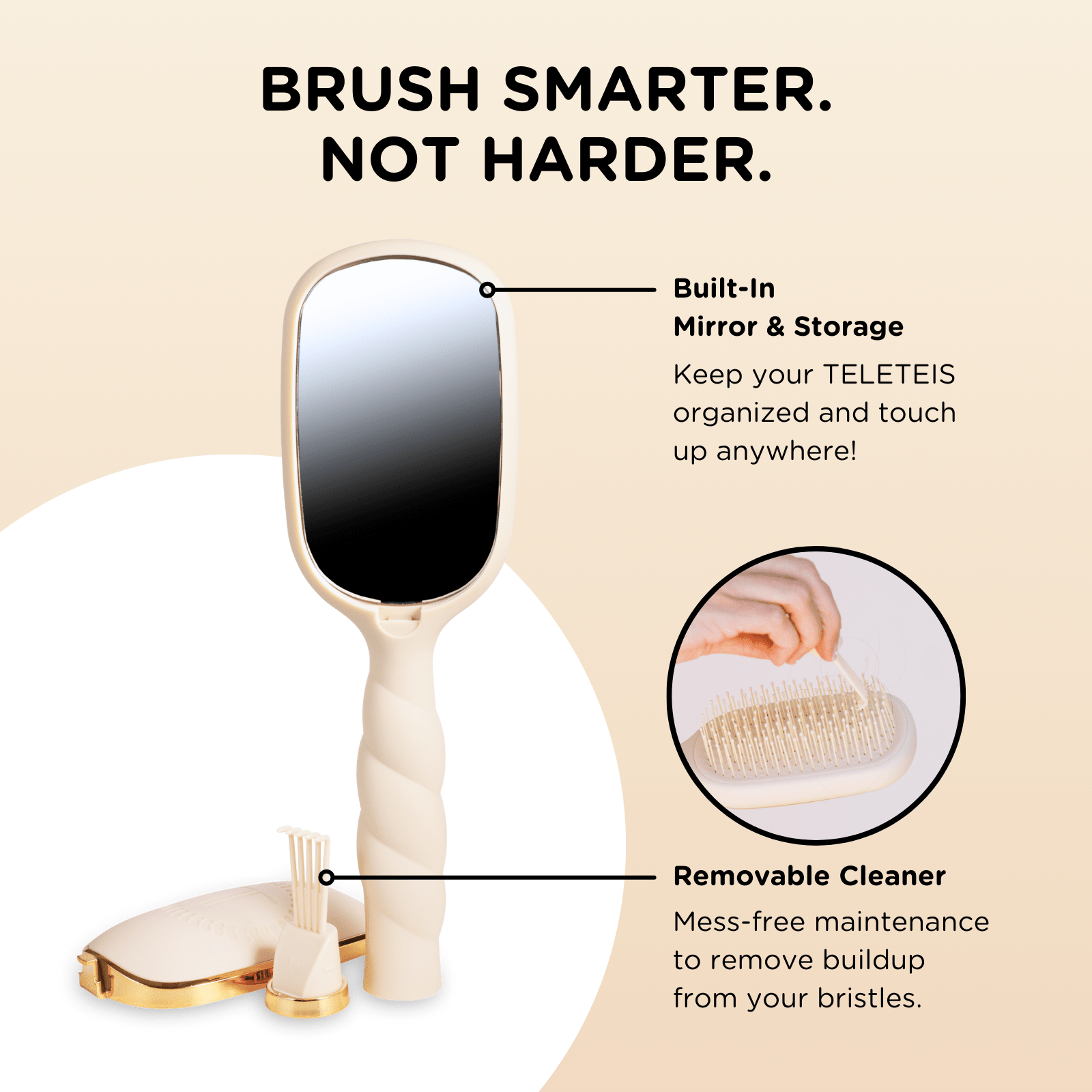 Detangler Hair Brush for Fine Hair - Tan Self-Care TELETIES