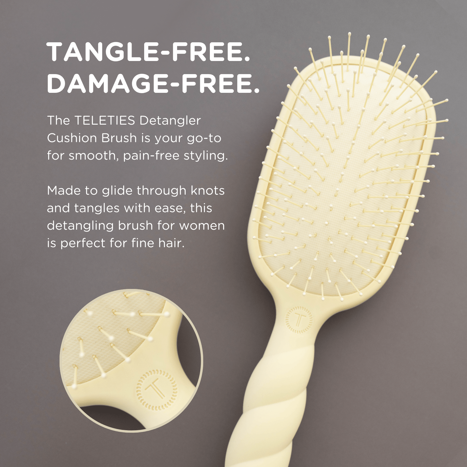 Detangler Hair Brush for Fine Hair - Tan Self-Care TELETIES