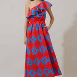 Devany Mix Media One Shoulder Midi Dress Long Dresses Sugarlips