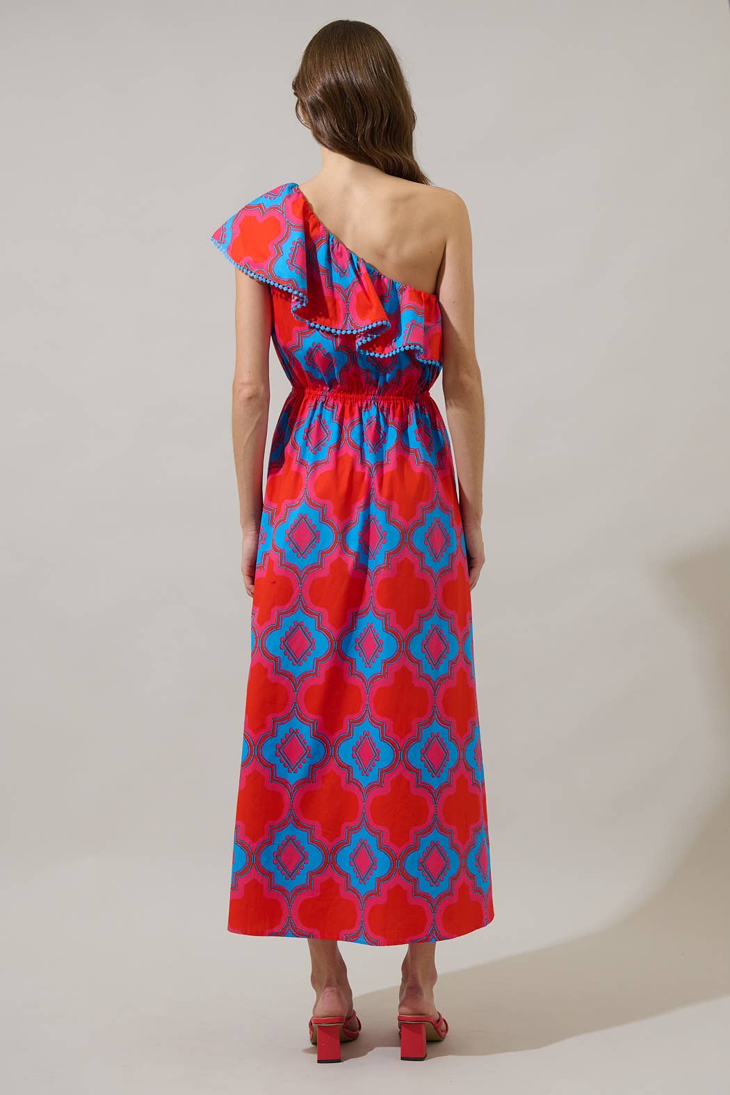 Devany Mix Media One Shoulder Midi Dress Long Dresses Sugarlips