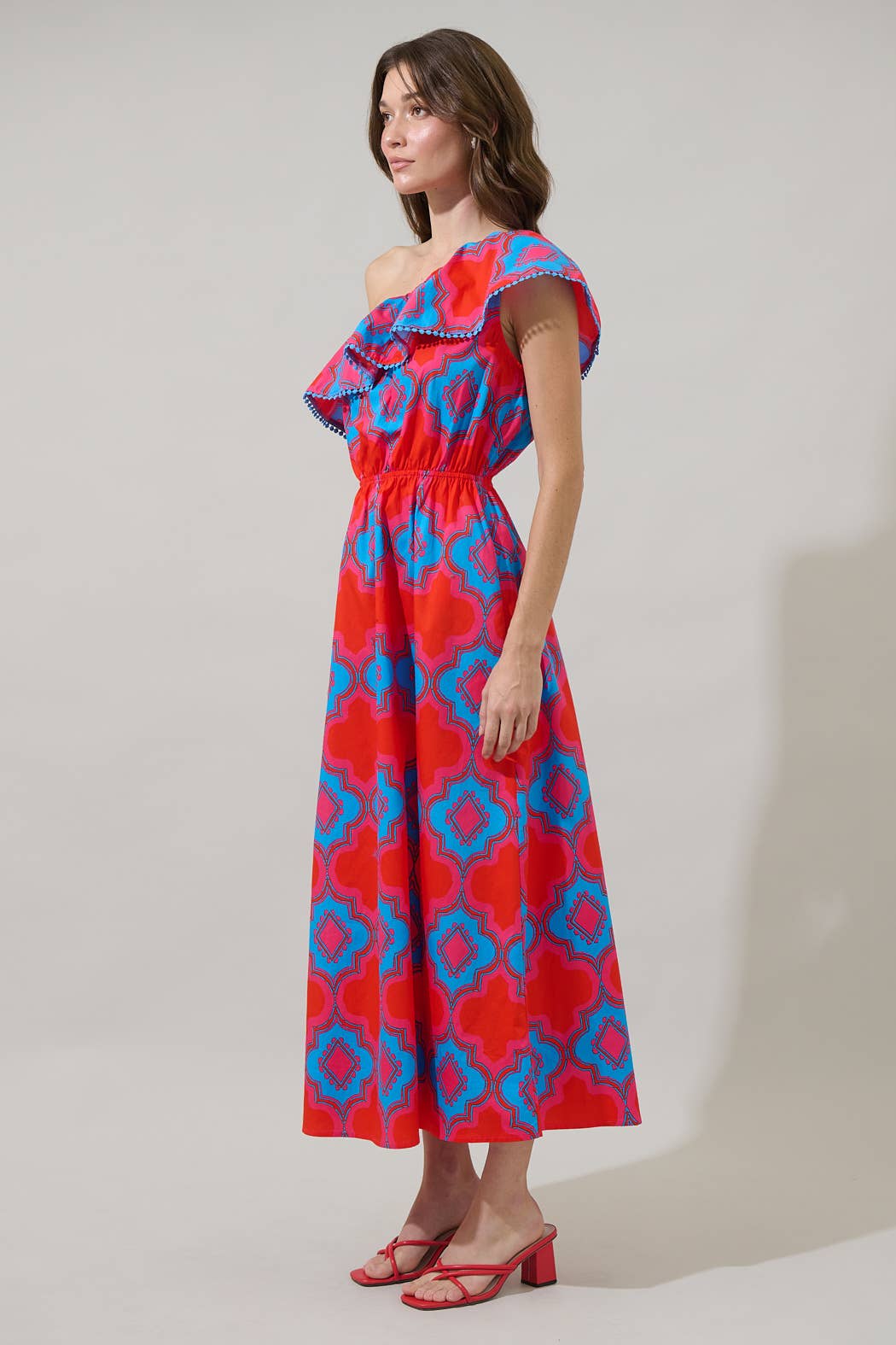 Devany Mix Media One Shoulder Midi Dress Long Dresses Sugarlips