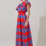 Devany Mix Media One Shoulder Midi Dress Long Dresses Sugarlips