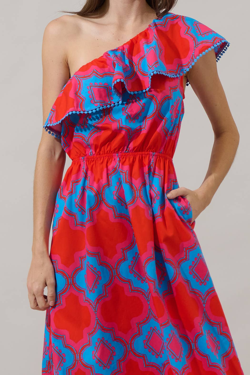 Devany Mix Media One Shoulder Midi Dress Long Dresses Sugarlips