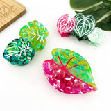 Red Palm Leaf & Monstera Acetate Hair Claw Clip Hair Accessories TheDivaSoap