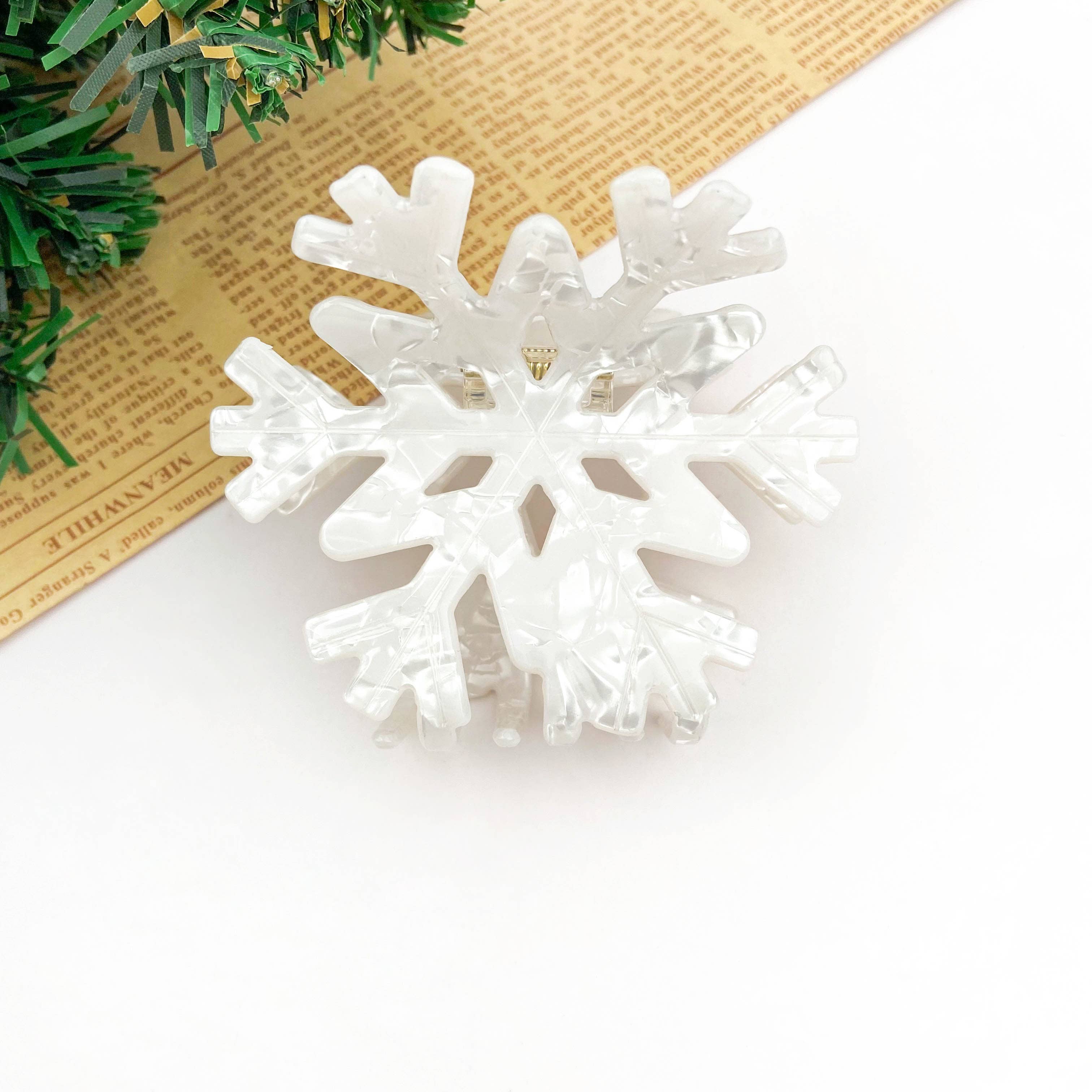 White Winter Snowflake Hair Claw Clip - Big Hair Accessories TheDivaSoap