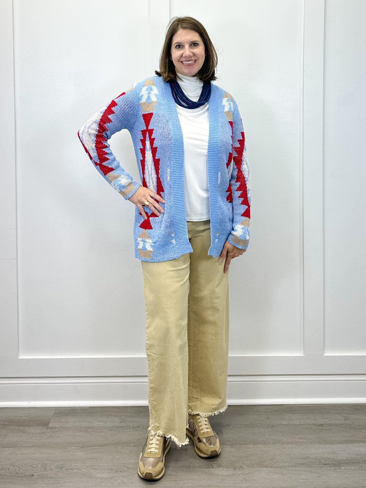 Diamond Skies Cardigan - Sky Blue Sweaters Umgee