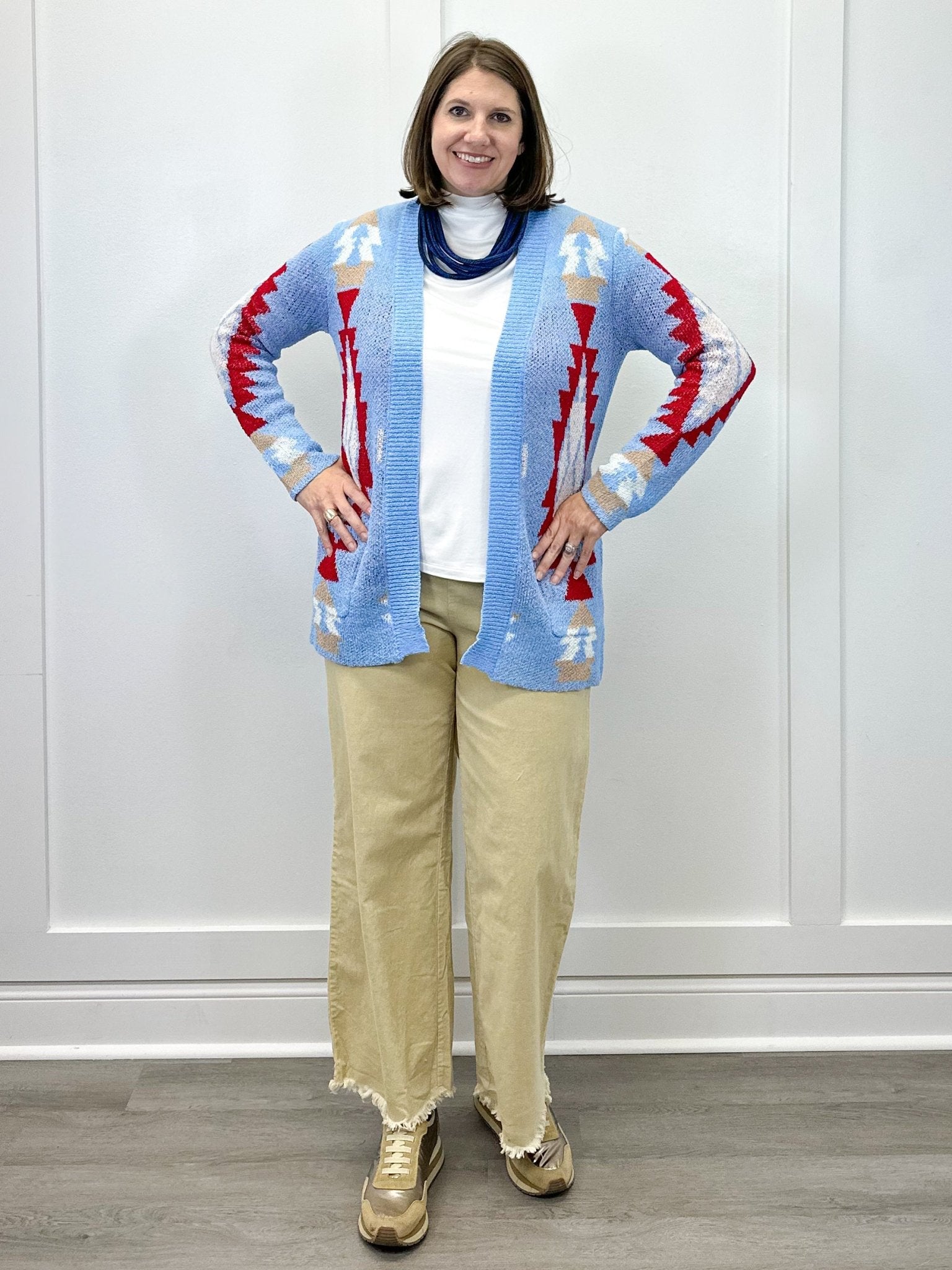 Diamond Skies Cardigan - Sky Blue Sweaters Umgee