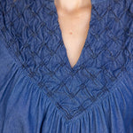 Olivia Textured Yoke Top - Blue Denim Tops VOY
