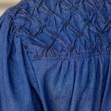Olivia Textured Yoke Top - Blue Denim Tops VOY