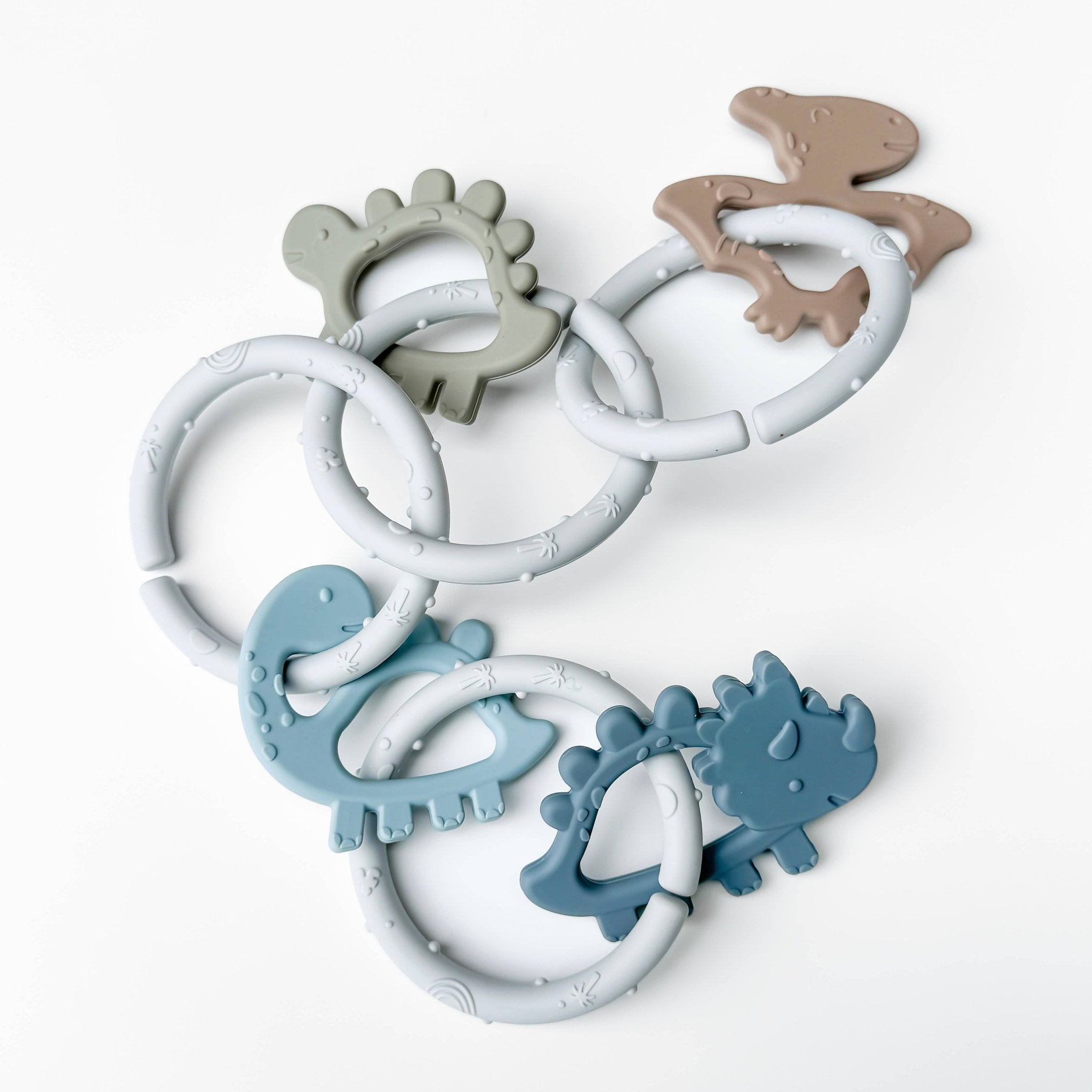 Dino Rings Silicone Teether: Blue/Green Baby Accessories Calla & Friends