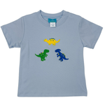 Dinosaurs Knit T-Shirt - Lt. Blue Boys Tees Claire & Charlie